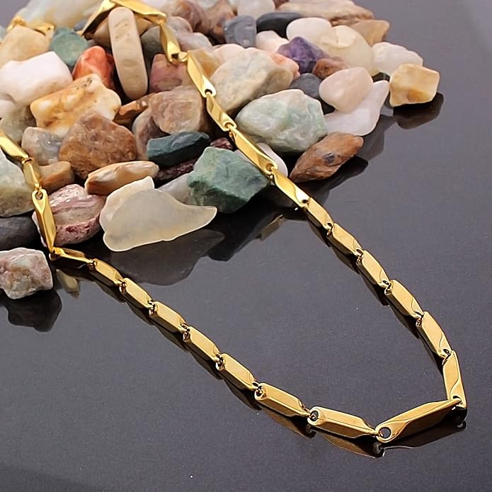 Nakabh Stainless Steel Rice Chain Necklace